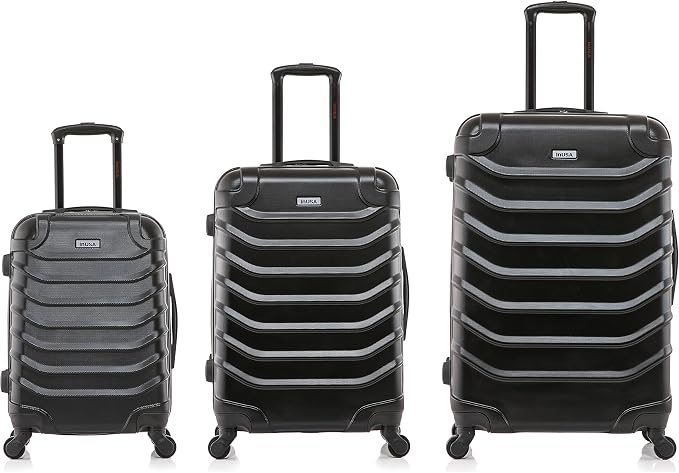 InUSA ENDURANCE Luggage with Spinner Wheels | Spacious Durable Lightweight Hardshell Suitcase, Travel Sets with Handle and Trolley | (20in, 24in, 28in) 3 Piece Luggage Set | Black