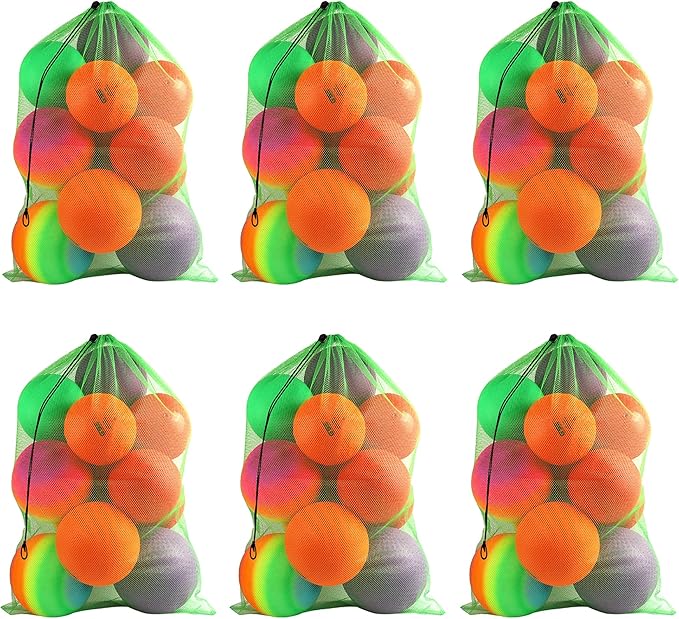 GSE Games & Sports Expert 24x36/30x40 X-Large Mesh Sports Equipment Drawstring Bag for Soccers, Basketballs, Footballs