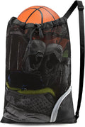 BeeGreen Mesh Drawstring Bag Swim Backpack for Beach Pool Sports Gym Draw String Cinch Bags for Swimming Soccer Basketball Gear Black