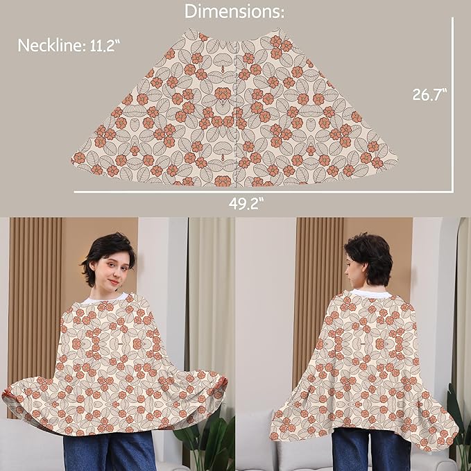Seejoy Multi-use Nursing Cover for Breastfeeding, 360°Full Coverage Nursing Poncho, Rayon Soft & Breathable Breastfeeding Cover up (Smooth Rayon, Floral Leaf)