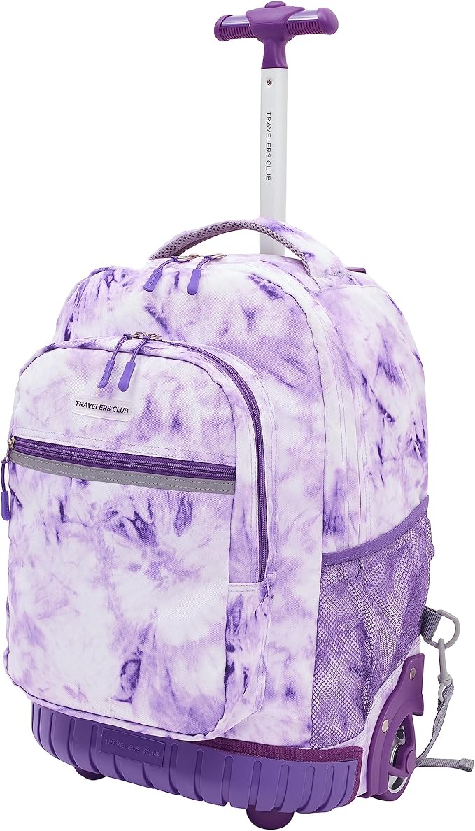 Travelers Club 18" Rolling Backpack with Shoulder Straps, Purple Tye