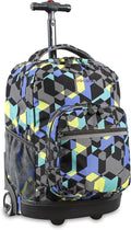 J World Sunrise Kids Rolling Backpack for Girls Boys. Roller Bookbag With Wheels For School, Cubes