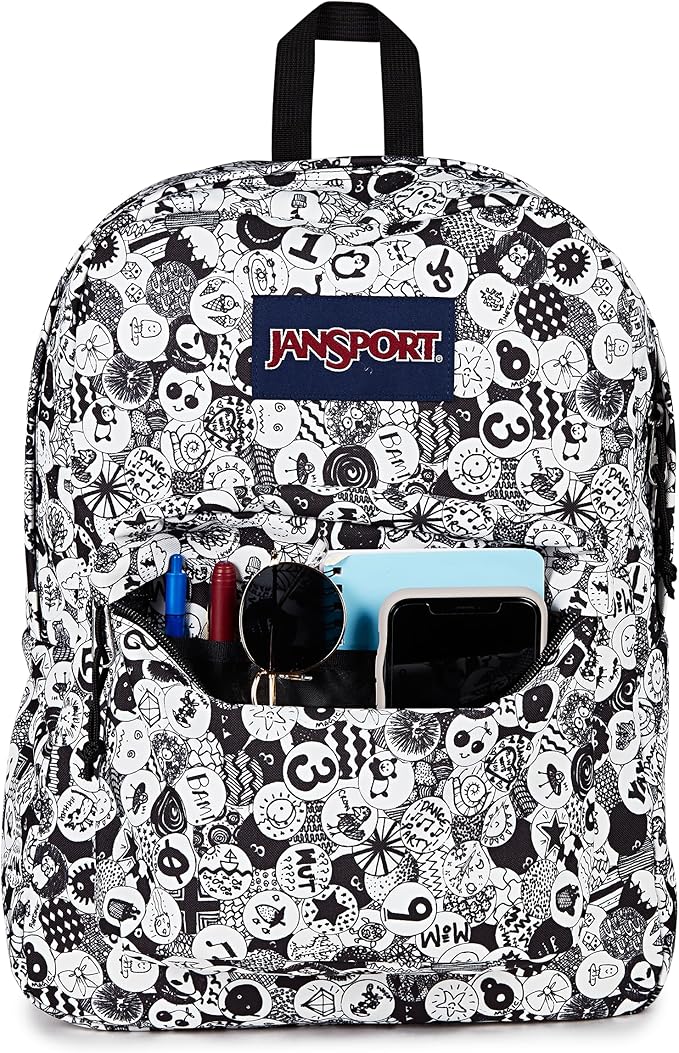 JanSport SuperBreak One Backpack - Durable, Lightweight Bag with 1 Main Compartment, Front Utility Pocket with Built-in Organizer, Premium Backpack, Doodle Dots