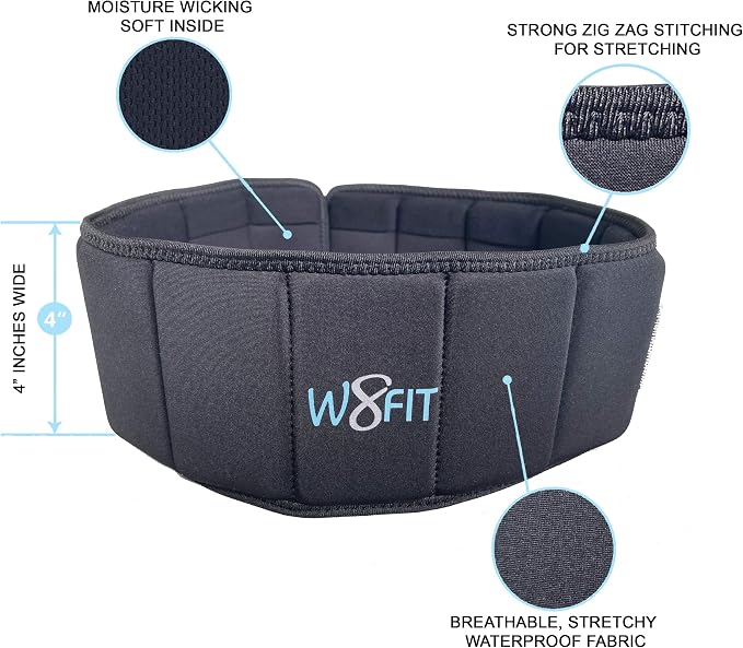 W8FIT Adjustable Weighted Belt for Women & Men, Up to 20 LBS – Rucking Belt for Walking, Hiking & Strength Training