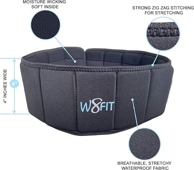 W8FIT Adjustable Weighted Belt for Women & Men, Up to 20 LBS – Rucking Belt for Walking, Hiking & Strength Training