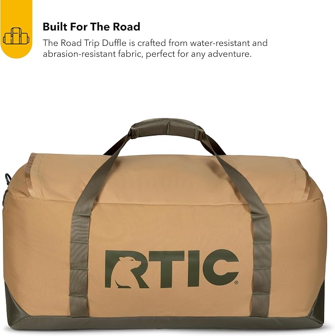 RTIC Road Trip Duffle Bag for Men and Women, Traveling Tote for Camp, Travel, Gym, Weekender, Camping, Overnight, Carry On, Sports, Spacious, Water Resistant, Large, Trailblazer