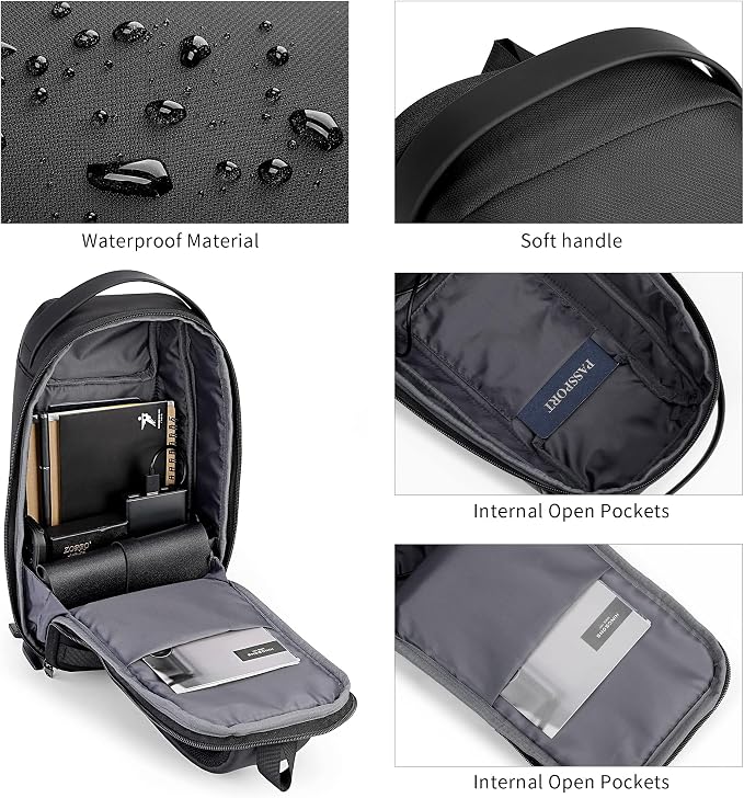 Kingsons Sling Crossbody Bag Anti-theft Chest Shoulder Backpack for Men Waterproof Minimalist Casual Daypack for Travel Gym