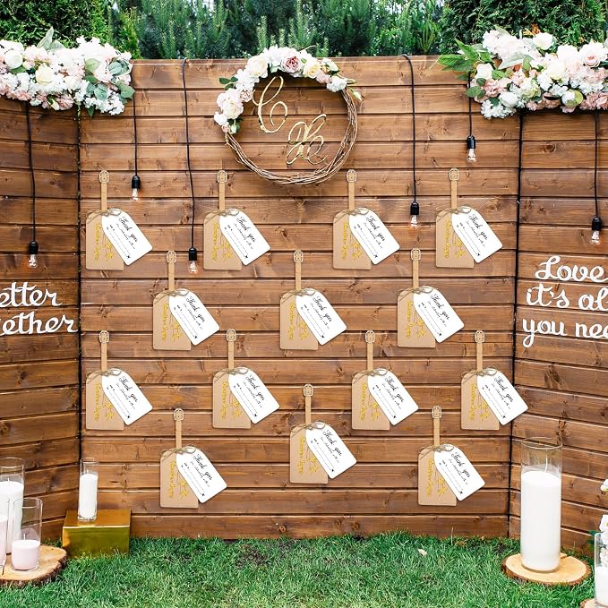 Sweetude 48 Sets Bulk Luggage Tags Wedding Favors and So The Adventure Begins Leather Luggage Tags for Suitcases with Name Card for Travel Themed Bridal Shower Graduation Party Favor(Apricot)