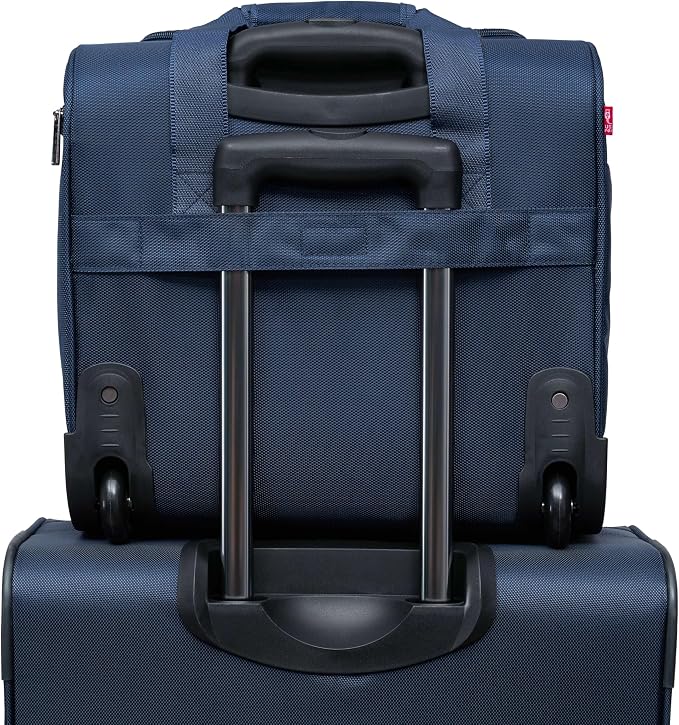 TPRC 15" Smart Underseat Carry-On Luggage with USB Charging Port, Navy Blue