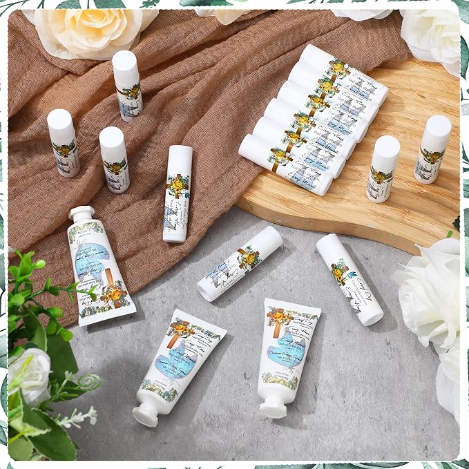144 Pcs Christian Lip Balm Hand Cream Set Party Favors, Include 36 Bible Verse Lip Balm 36 Biblical Cross Moisturizing Hand Cream 36 Bags 36 Cards and Ropes for Women Accessories Gifts