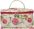 Jacaranda Living Vanity Cosmetic Bag – Structured Makeup Case with Handle, Water-Resistant PVC Lined Cotton, Travel Toiletry Organizer, Splash-Proof Vanity Bag – Pomegranate