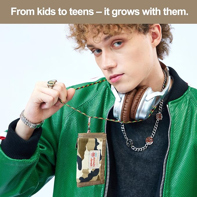 Rough Enough Kids Wallet for Boys Teen with Neck Lanyard Keychain Desert Camo Canvas