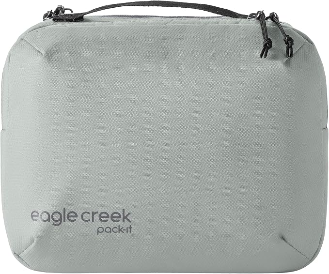 Eagle Creek Pack-It Trifold Toiletry Kit - Dopp Kit Toiletry Organizer with Padded Interior, Durable Hanging Hook & Large Compartments - Water Resistant & Washable - Storm Grey