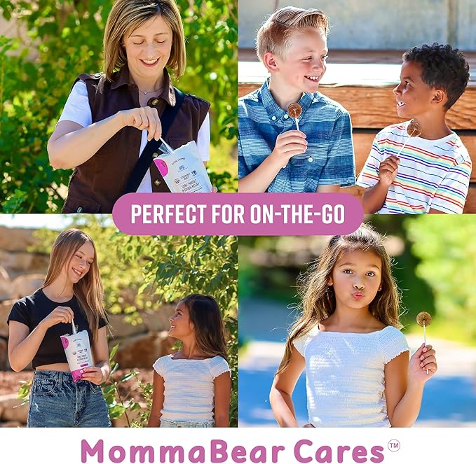 MommaBear Natural Sore Throat Care Lollipops – Elderberry & Honey Kids Cough Lollipops – Organic Sick Essentials Lolli Treats, No Artificial Additives – Tightly Sealed for Freshness (10 Pack)