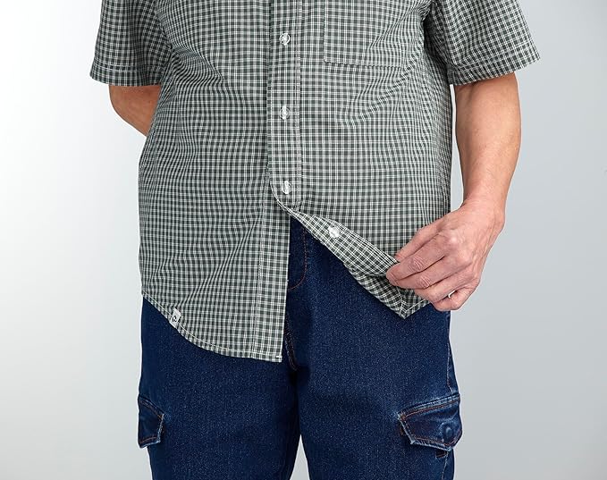 Silverts Men’s Adaptive Clothing Magnetic Button Shirt, Assisted Dressing Short Sleeve Top for Elderly, Rehab & Care Wear