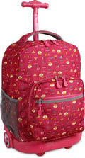 J World Sunrise Kids Rolling Backpack for Girls Boys. Roller Bookbag With Wheels For School, Fox