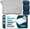 Lunderg Travel-Size CPAP Pillow for Side & Back Sleepers - Memory Foam with Adjustable Height & Travel Bag Included - Helps Reduce Mask Leaks & Pressure - Works with All CPAP Masks