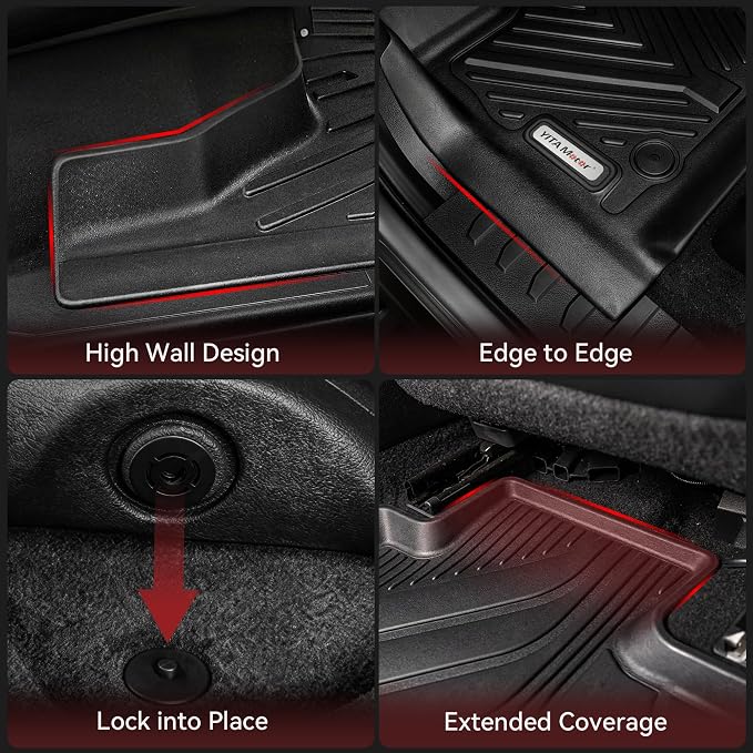 YITAMOTOR Floor Mats for Honda Civic Sedan/Type R 2016-2021 & Hatchback 2017-2021 & Coupe 2016-2020, TPE All-Weather Custom Fit Floor Liners, Durable Anti-Slip Accessories, 1st & 2nd Row, Black