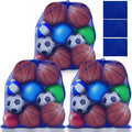 Woanger 3 Pcs Thickened Extra Large Sports Ball Bag Mesh Soccer Net Ball Bag Drawstring Bags Team Work for Holding Basketball, Volleyball, Baseball with Shoulder Strap, 35.4 x 27.5 Inch