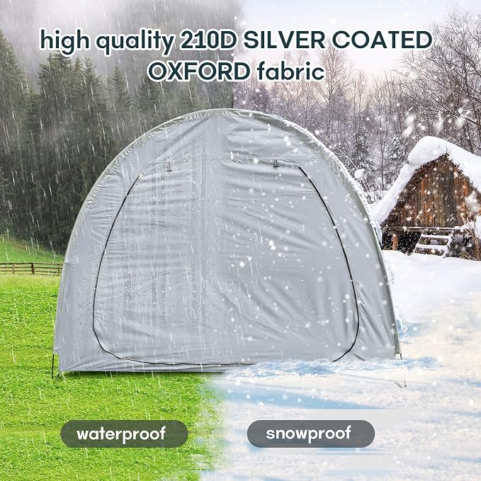 Bike Cover Storage Heavy Duty Storage Tent Outdoor Portable Bicycle Tent PU4000 Waterproof Cloth Durable 210D Oxford Fabric,Protect Against Wind, Rain, Snow, Dust W/Travel Bag