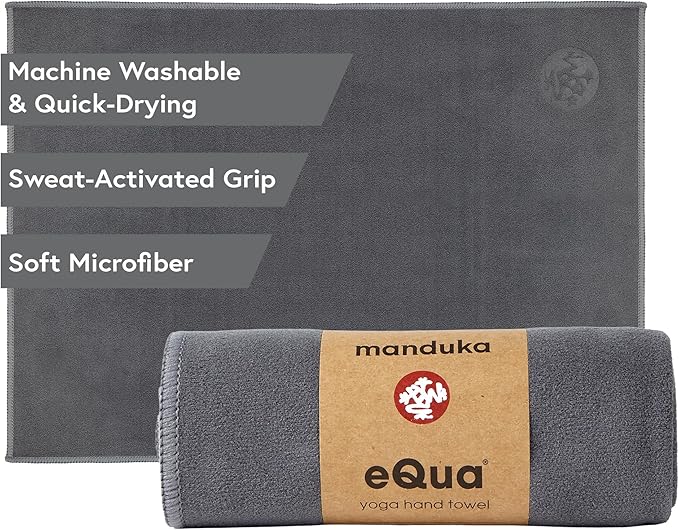 Manduka eQua Hand Towels - 16" | Rapid Moisture Activated Grip | Quick Drying, Soft Microfiber | Machine Washable | 16 x 24 inches | Thunder