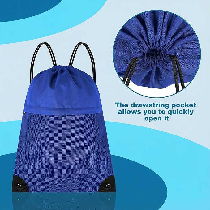 TILYMOL Drawstring Backpack Gym Bag - String Gym Bag for Men & Women, Lightweight Cinch Sports Sackpack for Beach, Travel, Yoga, Swimming, Blue