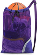 BeeGreen Mesh Drawstring Bag Swim Backpack for Beach Pool Sports Gym Draw String Cinch Bags for Swimming Soccer Basketball Gear Purple