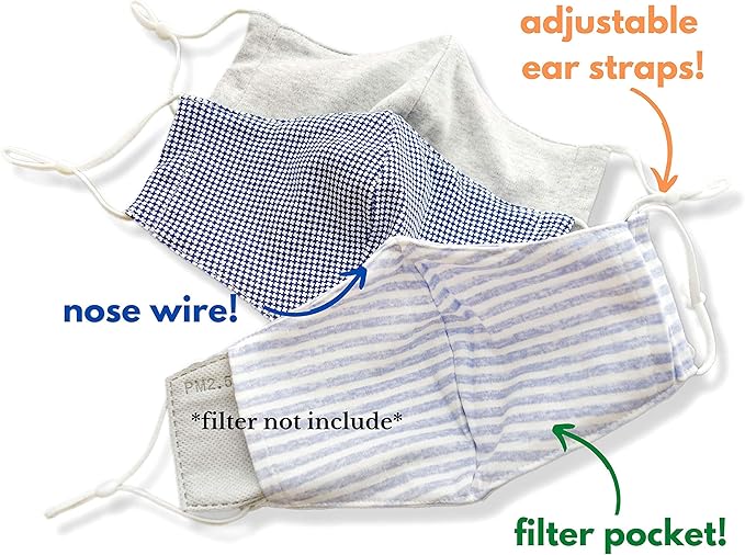 HOPE LOVE SHINE Face Mask Adjustable Filter Pocket Reusable Breathable Washable Cloth Mask Face Masks for Women Men - 4 Pack