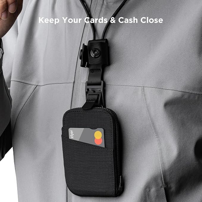 ALPAKA Zip Card Pouch - Card Wallet and Coin Pouch - Holds 12-20 Cards and Cash Holder with Black Axoflux, RFID Blocking Weatherproof Material