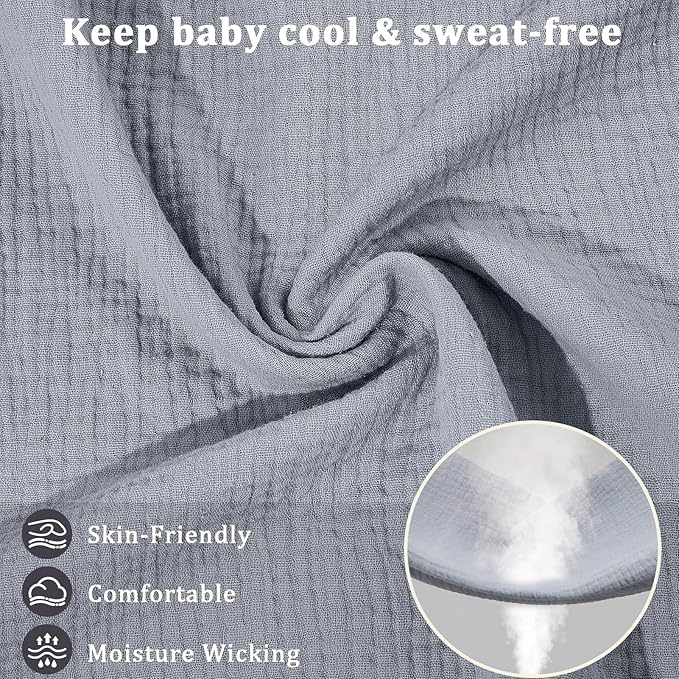 Muslin Nursing Cover Up for Breastfeeding, Soft & Breathable Cotton Breast Feeding Cover for Women, Full Privacy Breastfeeding Cover - Newborn Baby Essential, Gray
