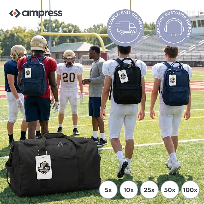 Personalized Suitcase Tags, Custom Luggage Tag with Logo or Text, Address Card Included, Polyester 2.75 x 4.13 in, White, 25 Pack, for Corporate Travel and Business Travel Accessories