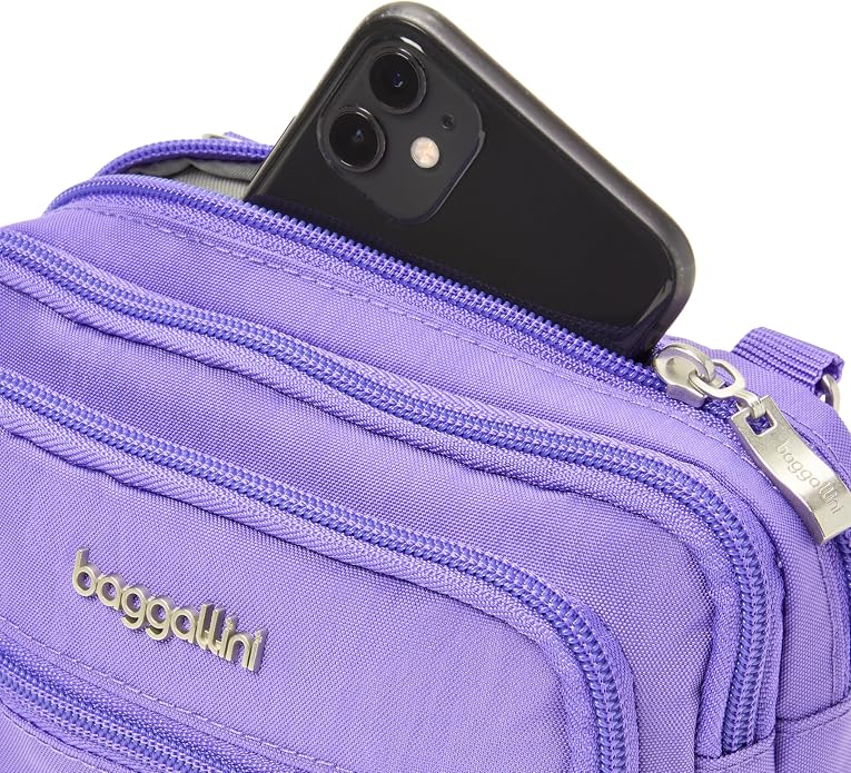 Baggallini Triple Zip Small Crossbody Bag for Women - Lightweight Convertible Fanny Pack Belt Bag