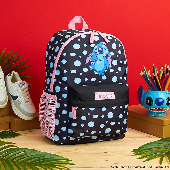 Disney Stitch Backpack for Girls Teens School Bag Kids Book Bag School Supplies Gifts (Black)