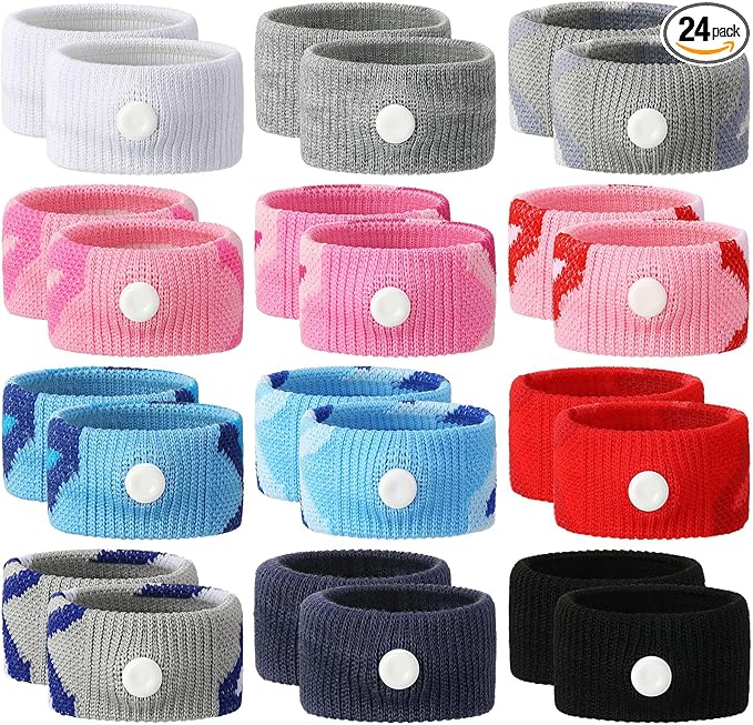 Zhanmai 12 Pairs Motion Sickness Bands for Kids Adults Nausea Wristbands Colorful Nausea Relief Bracelet for Car Sickness Pregnancy Ride Sea Flying Travel(Camouflage Color)