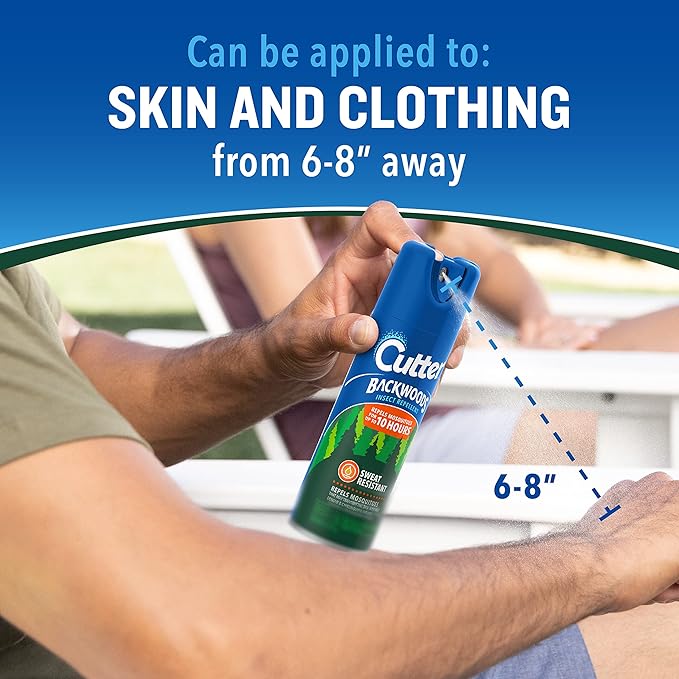 Cutter Backwoods Insect Repellent 6 Ounces, 2-Pack Aerosol, Repels Up To 10 Hours