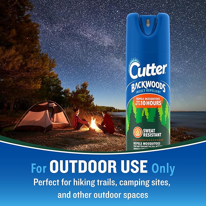 Cutter Backwoods Insect Repellent 6 Ounces, 2-Pack Aerosol, Repels Up To 10 Hours