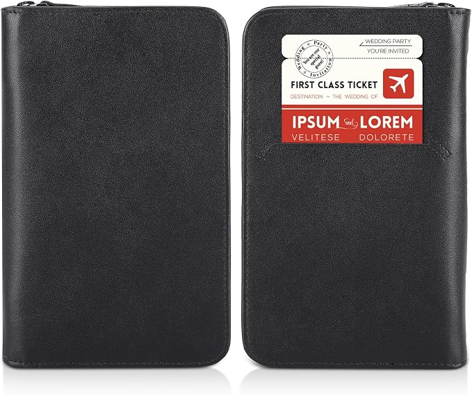 Polare Full Grain Leather Passport Holder Cover Case for Men RFID Blocking Travel Wallet Holds 4 Passports (Black with AirTag Slot)