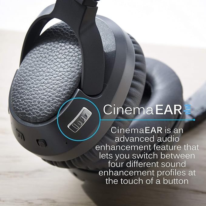 MEE audio Matrix Cinema Bluetooth Wireless Over-Ear High Resolution Stereo Headphones with aptX Low Latency for Improved Lip Sync & CinemaEAR Audio Enhancement for Clearer Sound in Movies and TV Shows