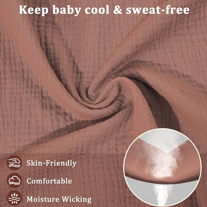 Muslin Nursing Cover Up for Breastfeeding, Soft & Breathable Cotton Breast Feeding Cover for Women, Full Privacy Breastfeeding Cover - Newborn Baby Essential, Red Brown