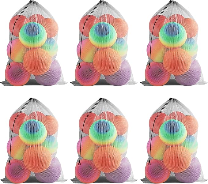 GSE Games & Sports Expert 24x36/30x40 X-Large Mesh Sports Equipment Drawstring Bag for Soccers, Basketballs, Footballs