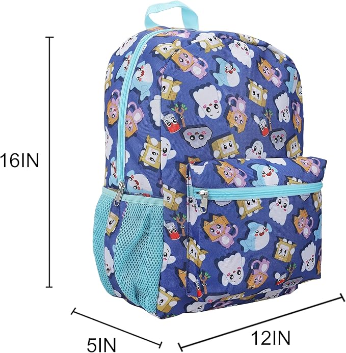 Bioworld Lanky Box Character All-Over Print 16" Kid's Backpack For School And Travel
