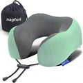 napfun Neck Pillow for Traveling, Upgraded Travel Neck Pillow for Airplane 100% Pure Memory Foam Travel Pillow for Flight Headrest Sleep, Portable Plane Accessories, Turquoise