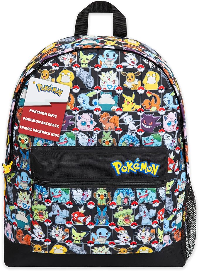 Pokemon Backpack for Kids Teens Boys Girls, Pikachu Anime Backpacks, Bag for Daycare Sports Vacation Travel, School Gift (Multi AOP)