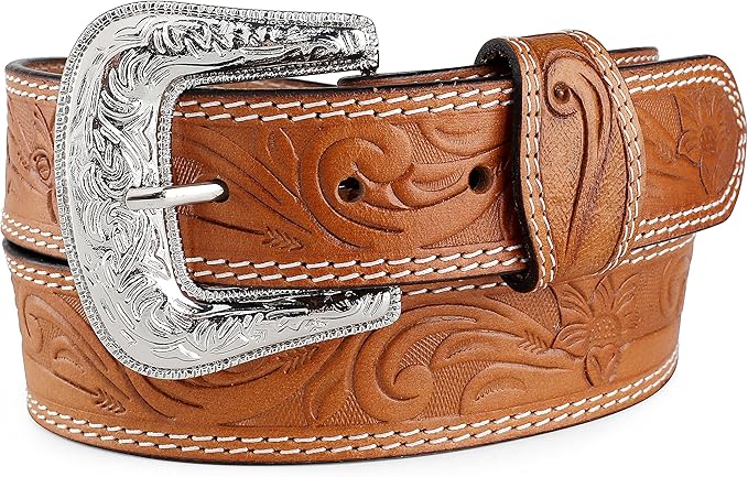 F&L CLASSIC mens Western full grain Leather belt Strap w/Snaps for Interchangeable Buckles, USA,