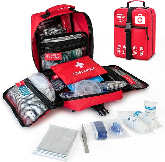 556 Piece Premium Large First Aid Kit, Survival Medical Bag Labelled Compartments, Workplace Essential, Home & Sports, Molle Tactical Rip-Away Design, First Responders' Choice for Trauma