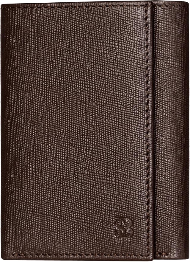 SERMAN BRANDS Trifold Wallet for Men - RFID Blocking Full Grain Leather, 11 Card Slots & ID Window, Slim Everyday Carry, Durable Stitching, Gift for Him