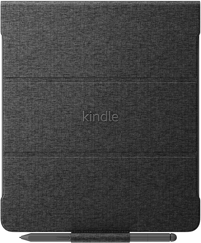 Amazon Kindle Scribe Fabric Folio Cover with Magnetic Attach, Sleek Protective Case - Black