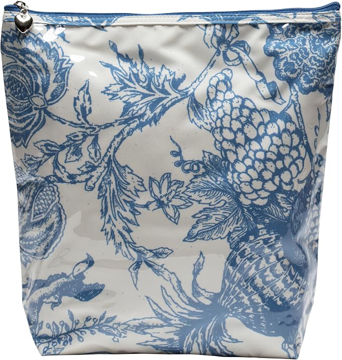 Jacaranda Living Large Makeup Bag – Water-Resistant Cosmetic & Toiletry Organizer with PVC-Lined Interior, Travel Makeup Case, Pineapple Garden