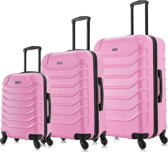 InUSA ENDURANCE Luggage with Spinner Wheels | Durable Lightweight Hardshell Spacious Travel Sets with Handle and Trolley | (20in, 24in, 28in) 3 Piece Luggage Set | Pink