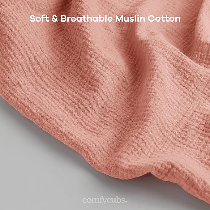 Comfy Cubs Muslin Nursing Cover, Pack of 1, 100% Muslin Breastfeeding Cover - Soft & Breathable Baby Nursing Scarf with Adjustable Neck Strap - Portable, Lightweight & Privacy Coverage - Bold Blush